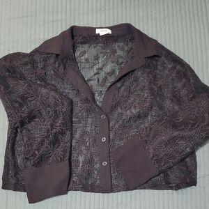 Jason Wu Black Sheer Lace Blouse